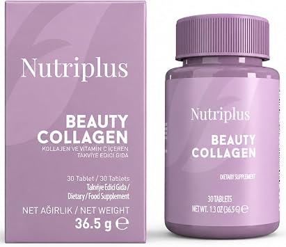 FARMASi Nutriplus Beauty Collagen Tablets, Non GMO, Gluten Free,1.3oz | Type I and Type III Hydrolyzed Collagen with Vitamin C, 2000 mg Collagen Per Serving, Unflavored, Daily Use, 30 Tablets