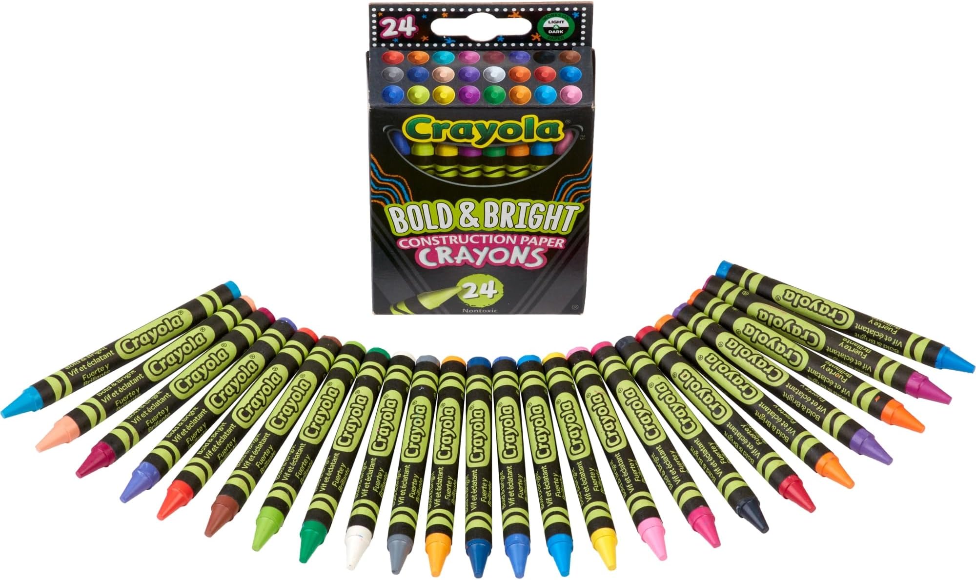 Bold And Bright Construction Paper Crayons, Assorted Colors, Pack Of 24 Crayons