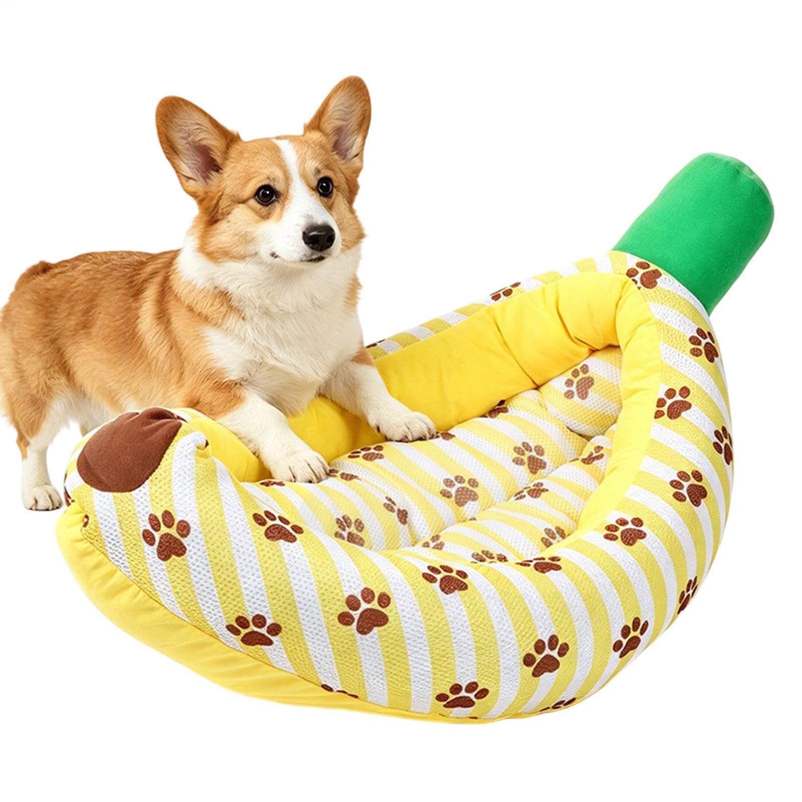 Bonita cama para perro, antideslizante, diseño de plátano, transpirable