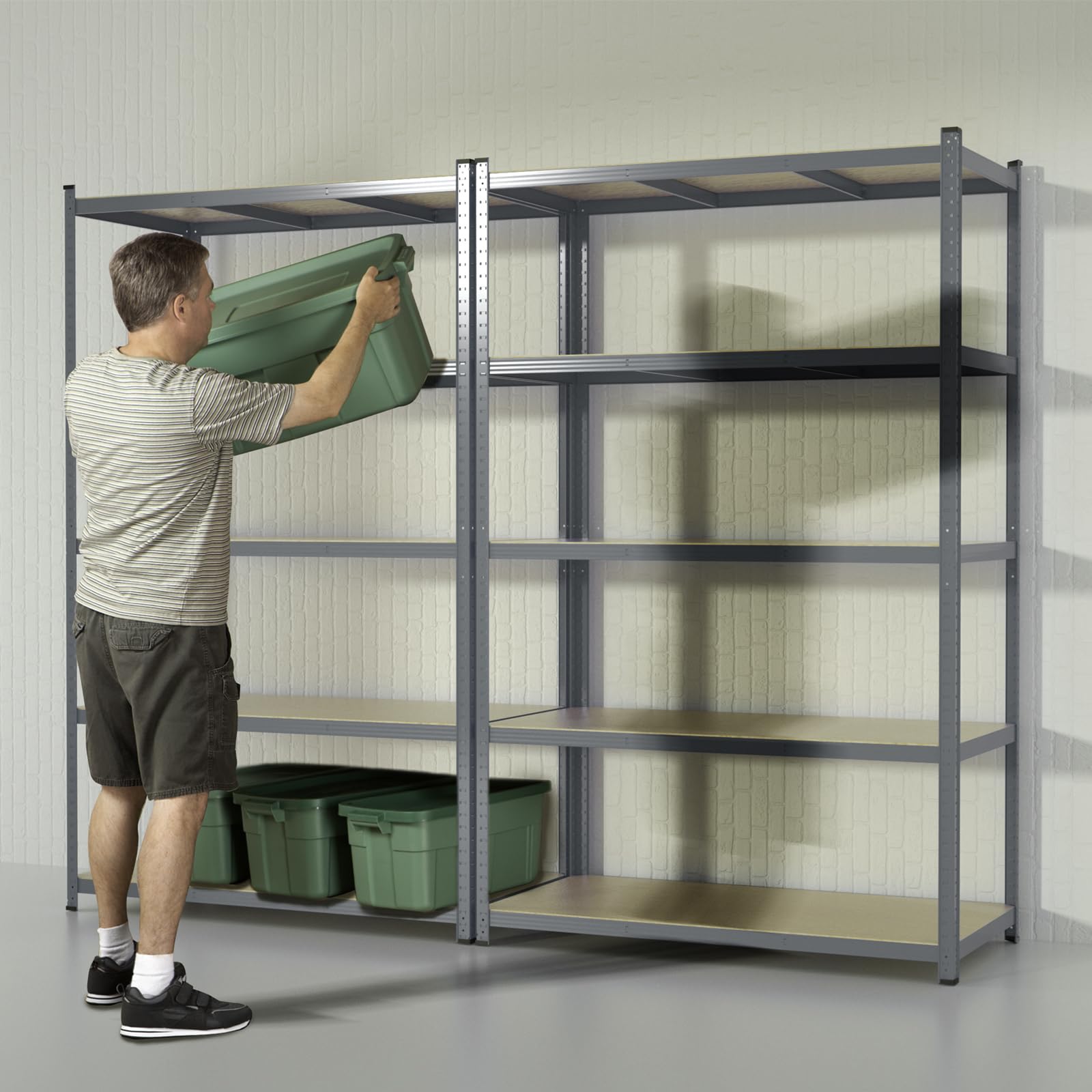 KARAT Étagères à Grande Tenue| Etagère à emboîter, montage sans outils| Rayonnages Charges Lourdes| Rayonnage Magasin & Garage| Étagère d'atelier modulable(Anthracite-gris 220 x 120 x 60 cm-5 niveaux)