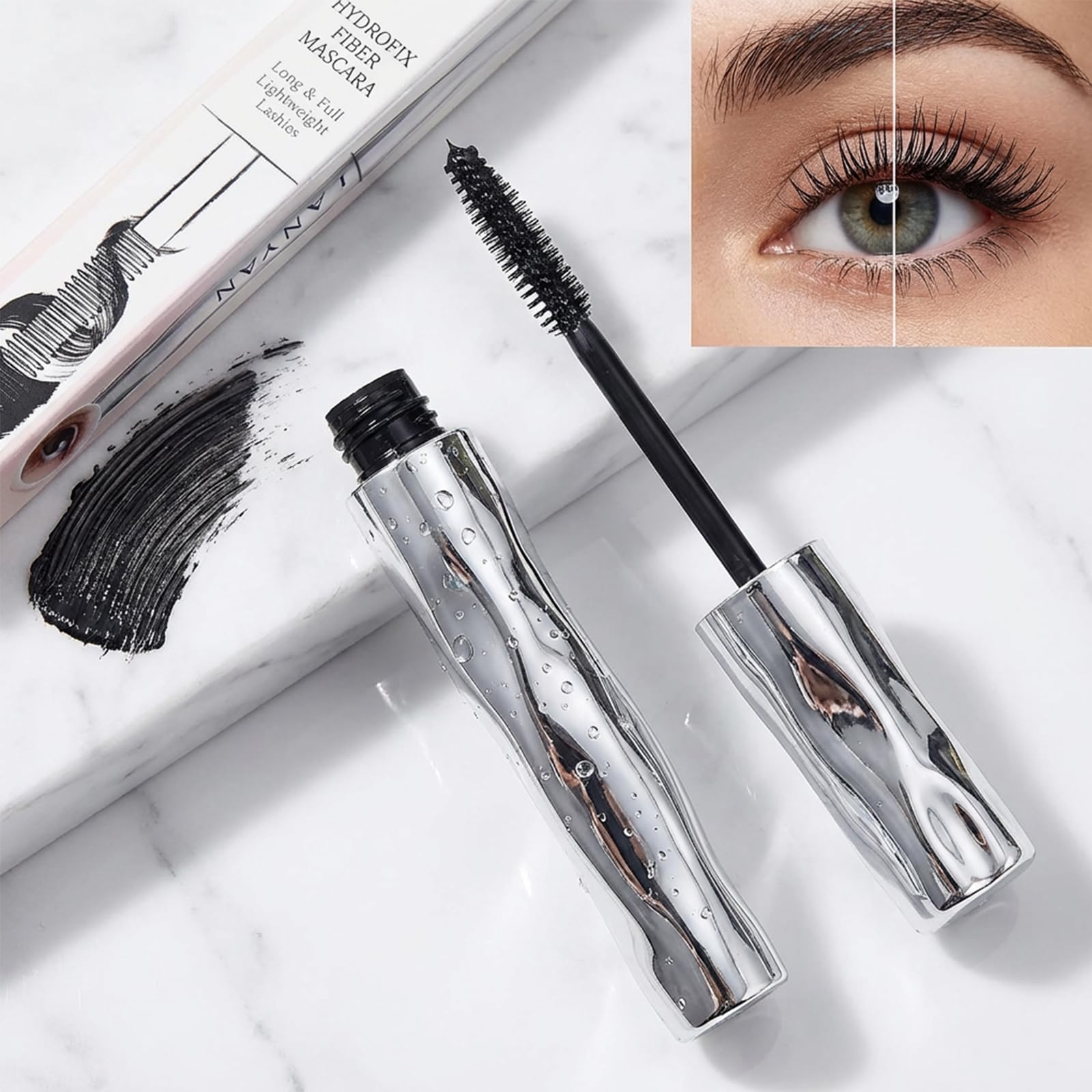 Waterproof Fibre Mascara,Tubular Eyelash Primer,Metal Wand for Lengthening and Curling, Smudge-Resistant Formula for Defined Lashes (1) - 5