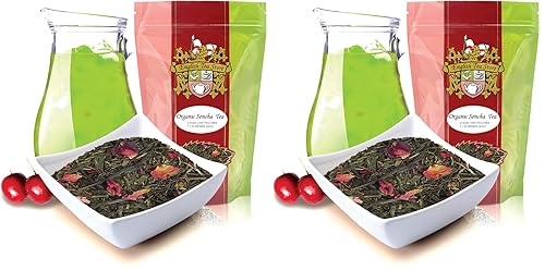 English Tea Store Té verde de hojas sueltas, festival orgánico de rosa de cereza Sencha Kyoto, 16 onzas (paquete de 2)