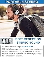 Vista 3 de ZHIWHIS Radio portátil FM, auriculares estéreo con LCD, plegable, receptor de conferencia de bolsillo Walkmen, pequeños auriculares inalámbricos