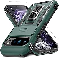 Vista 54 de DEERLAMN Funda para Google Pixel 8a con cubierta deslizante para cámara + protector de pantalla (1 paquete), soporte giratorio con anillo de grado