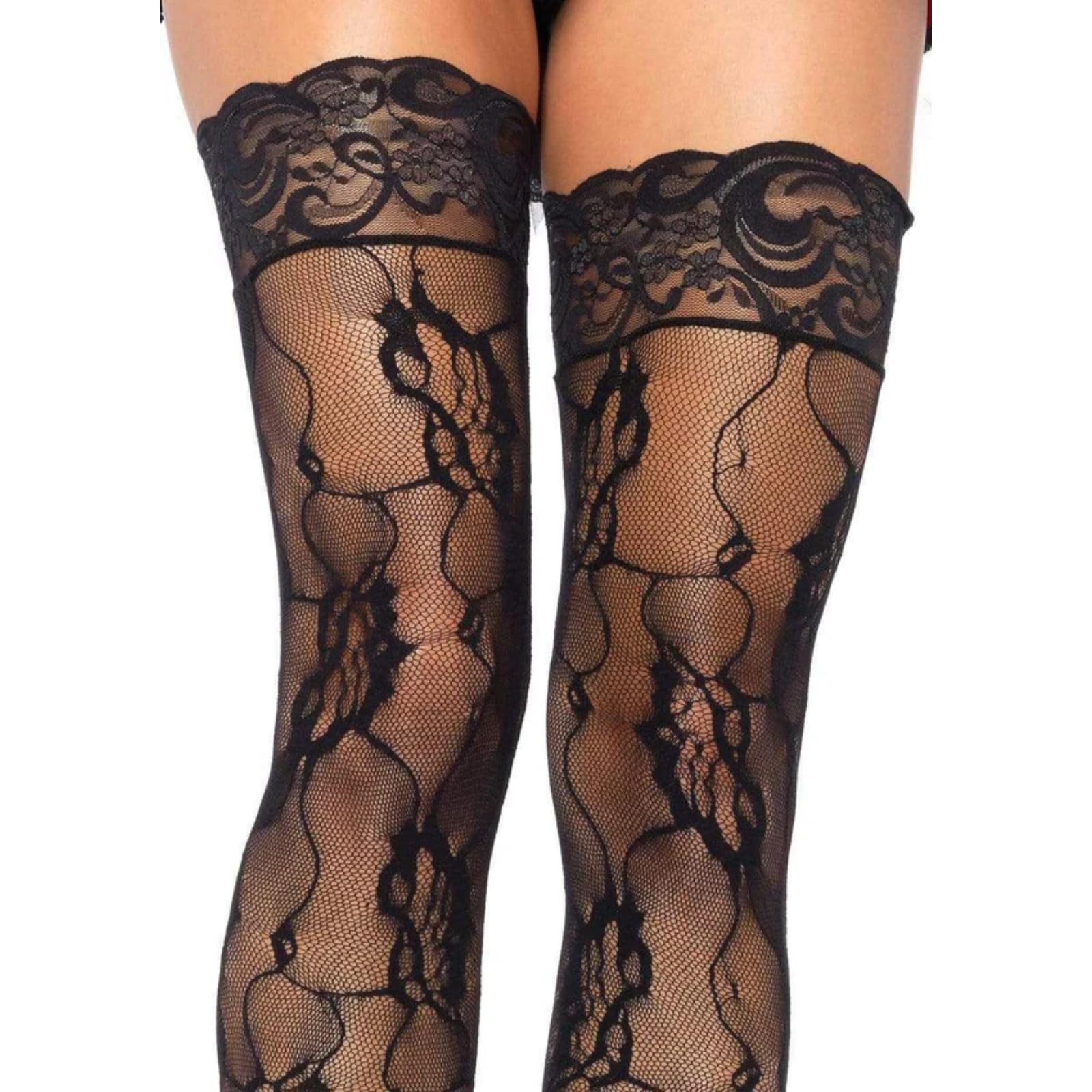 Leg Avenue Women's Hosiery Lace Thigh Highs: One Size Black