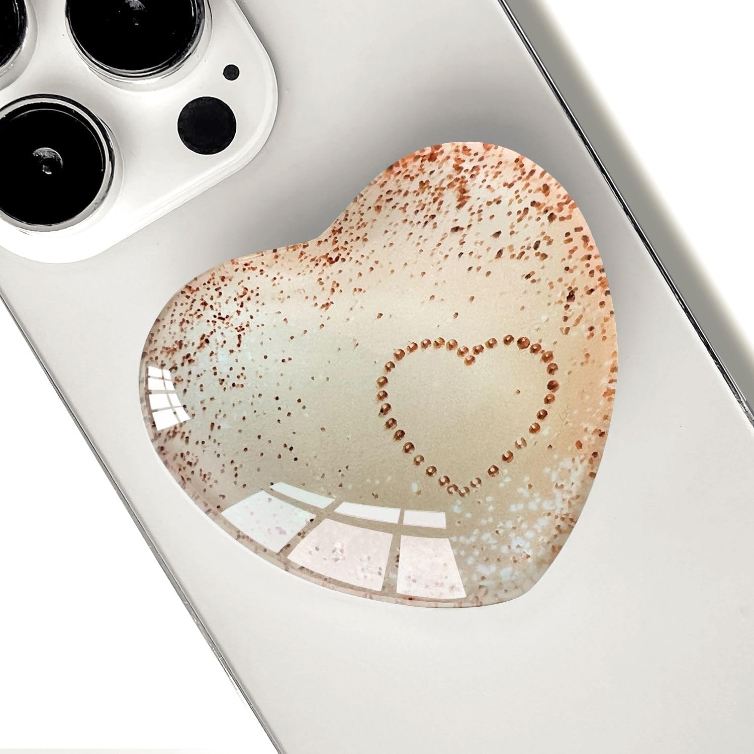 Expandiing Moblile Phone Grip Heart Glass Holder for Smartphones, Cell Phone Collapsible Stand( Rose Gold Heart