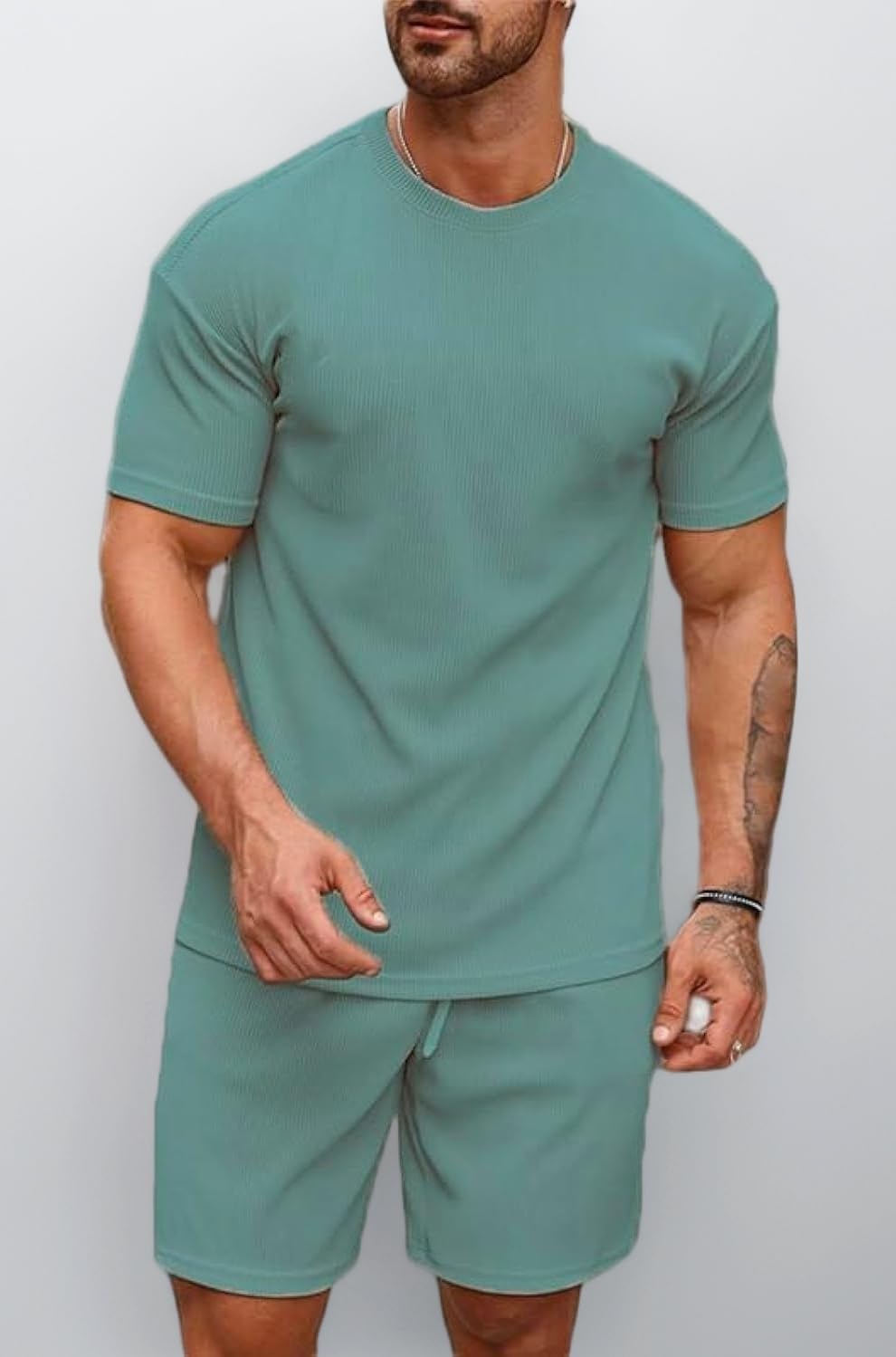 Men's Premium Cotton Blend Pyjama Set | Stylish Round Neck T-Shirt and Shorts | Casual Night Suit Wear Set for Man | Summer Co-ords Set with Shorts | Comfortable Nightwear & Loungewear