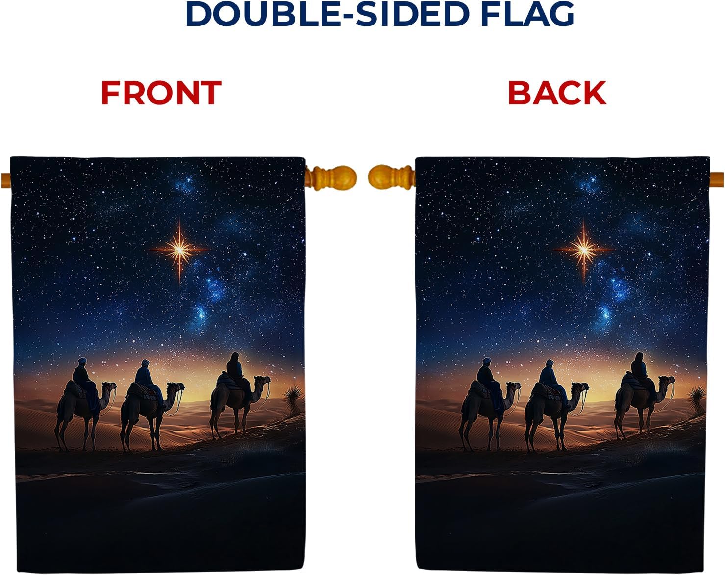 America Forever Three Wise Men House Flag, 28 x 40 inch Double Sided, Christmas Nativity Banner, Star of Bethlehem Religious Outdoor Decor, Spiritual Holiday Outside Decorations Yard Flag