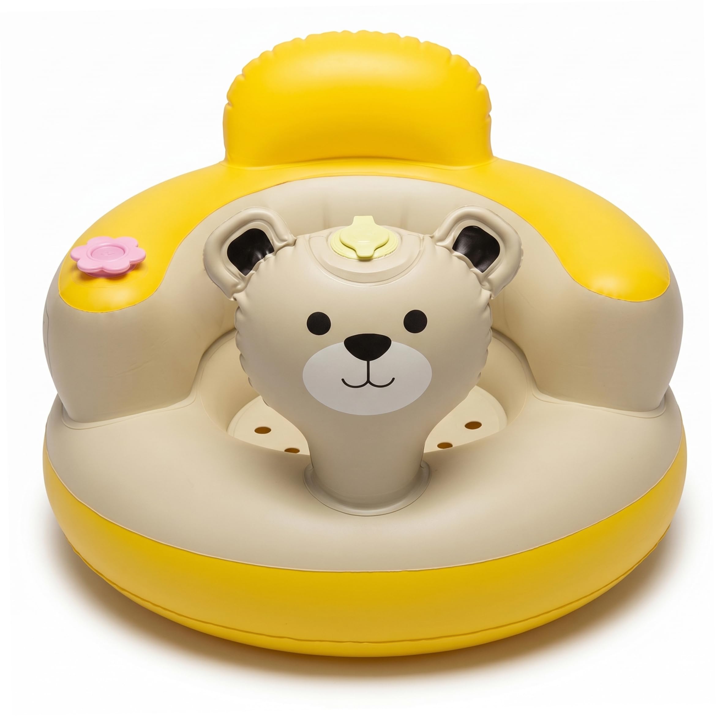 Xoeryoy Inflatable Baby Seat, PVC Cute Baby Sit Me Up Support Chair – Portable Blow Up Seat For Sitting Practice, Yellow