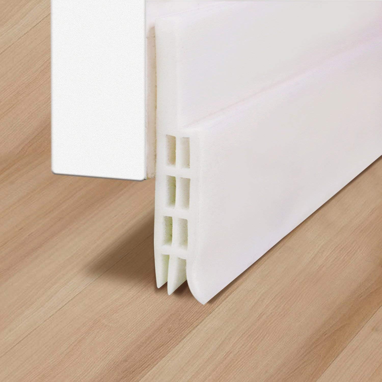 Door Draft Stopper 39 inches Energy Saving Under Door Draft Blocker, Door Bottom Seal Strip for Keeping Cold Air and Warm Air, Soundproofing and Weather Stripping-White