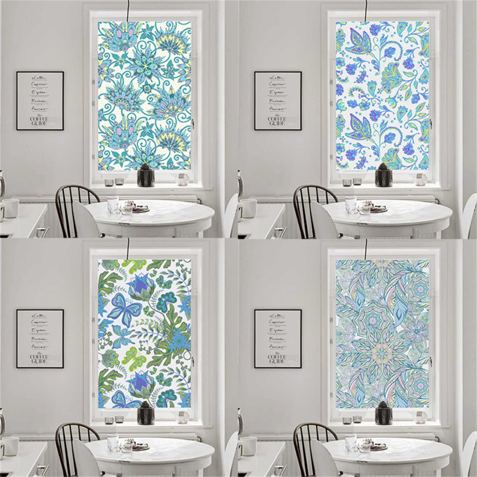 Pellicola per vetri oscurante,Pellicola privacy finestre,anti-peeping,Autoadesive,Anti-UV,fiore colorato ,Ideale per Ufficio Camera da Letto Sala(90cmx200cm)