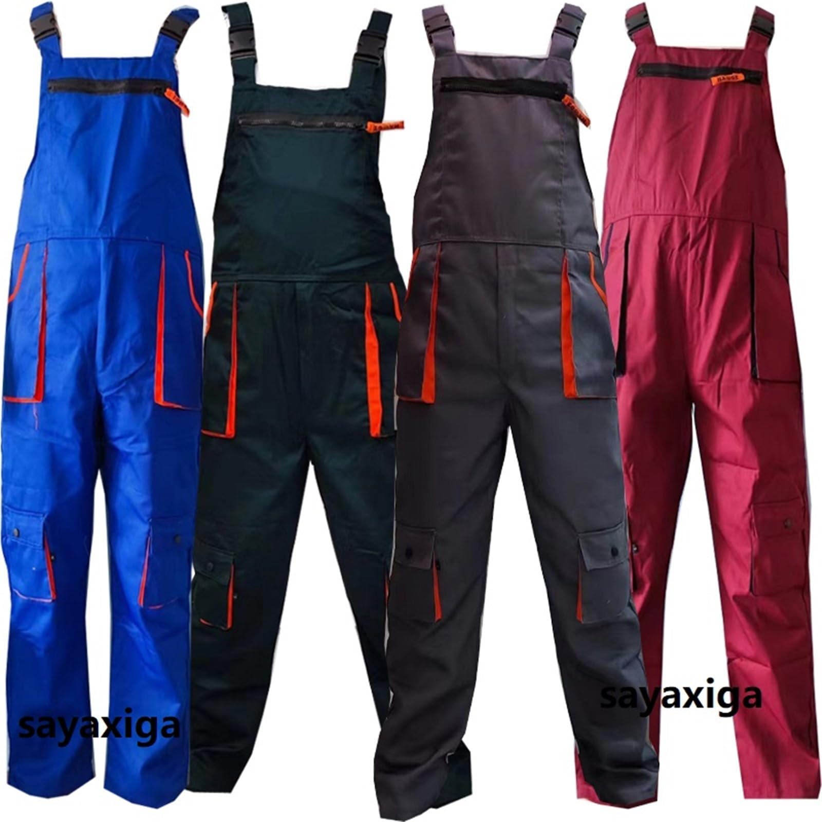 Pantaloni Da Lavoro Uomo Tuta da lavoro da uomo e da donna, tuta da meccanico, officina, abbigliamento da lavoro, tasche con patta, tuta da magazzino(Black long sleeve,XL)