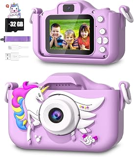 Kids Camera, CIMELR 20MP Children Camera Toys for 4 5 6 7 8 9 10 Year Old Boys/Girls Kids Digital Camera for Toddler Christmas Birthday Gifts for Kids Selfie Camera for Kids, 32GB SD Card-Purple