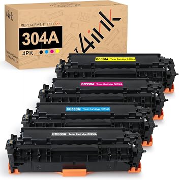 v4ink 304A Remanufactured Toner Cartridge Replacement for HP 304A 4-Pack | CC530A CC531A CC532A CC533A Replacement for Color CP2025n CP2025dn CM2320 CM2320n CM2320fxi Printer Black Cyan Magenta Yellow