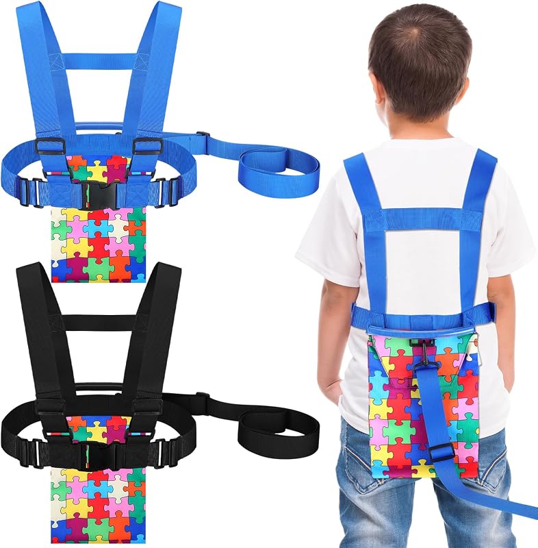2 Pcs Safety Harness Leash for Special Needs Child Walking Harness for Kids Older with Handle Pouch for Autism Adhd