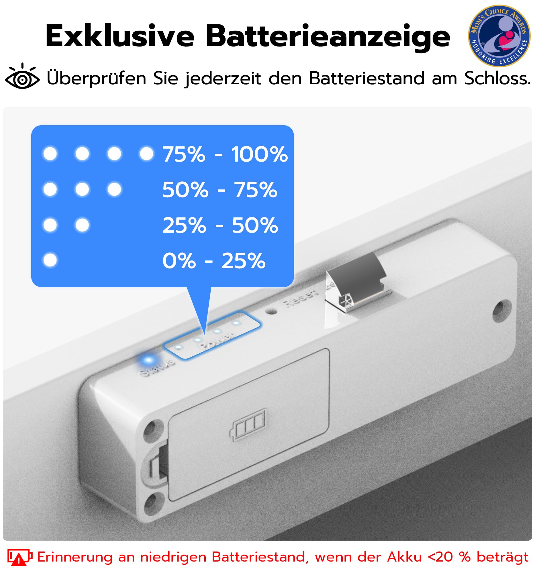 Unsichtbares Schrankschloss mit App & RFID – Bohrerfreie Kindersicherung – 5-in-1 Smart Lock für Schubladen & Schränke (NFC, Bluetooth, Fernzugriff) – Klebemontage, Weiß