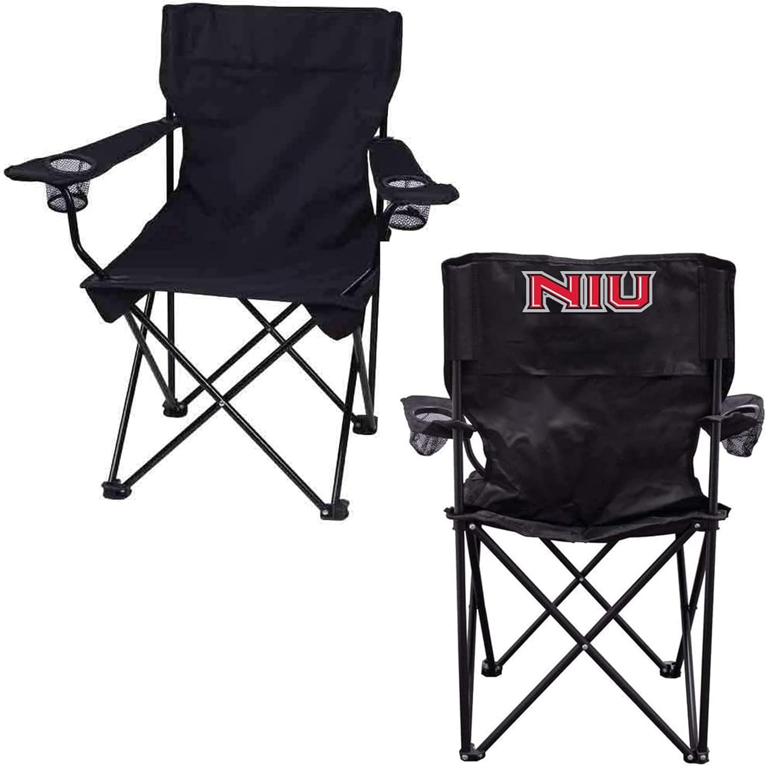 VictoryStore Outdoor Camping Chair - Northern Illinois University NIU Black Folding Camping Chair with Carry B