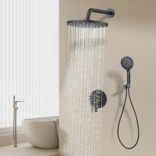 Miniatura 7 de KOJOX Grifo de ducha  Sistema de cabezal de ducha de alta presión  3 ajustes de cabezal de ducha  Válvula incluida (negro mate)