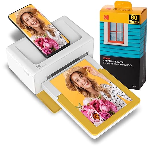KODAK Dock Plus 4PASS Instant Photo Printer (4x6 inches) + 90 Sheets