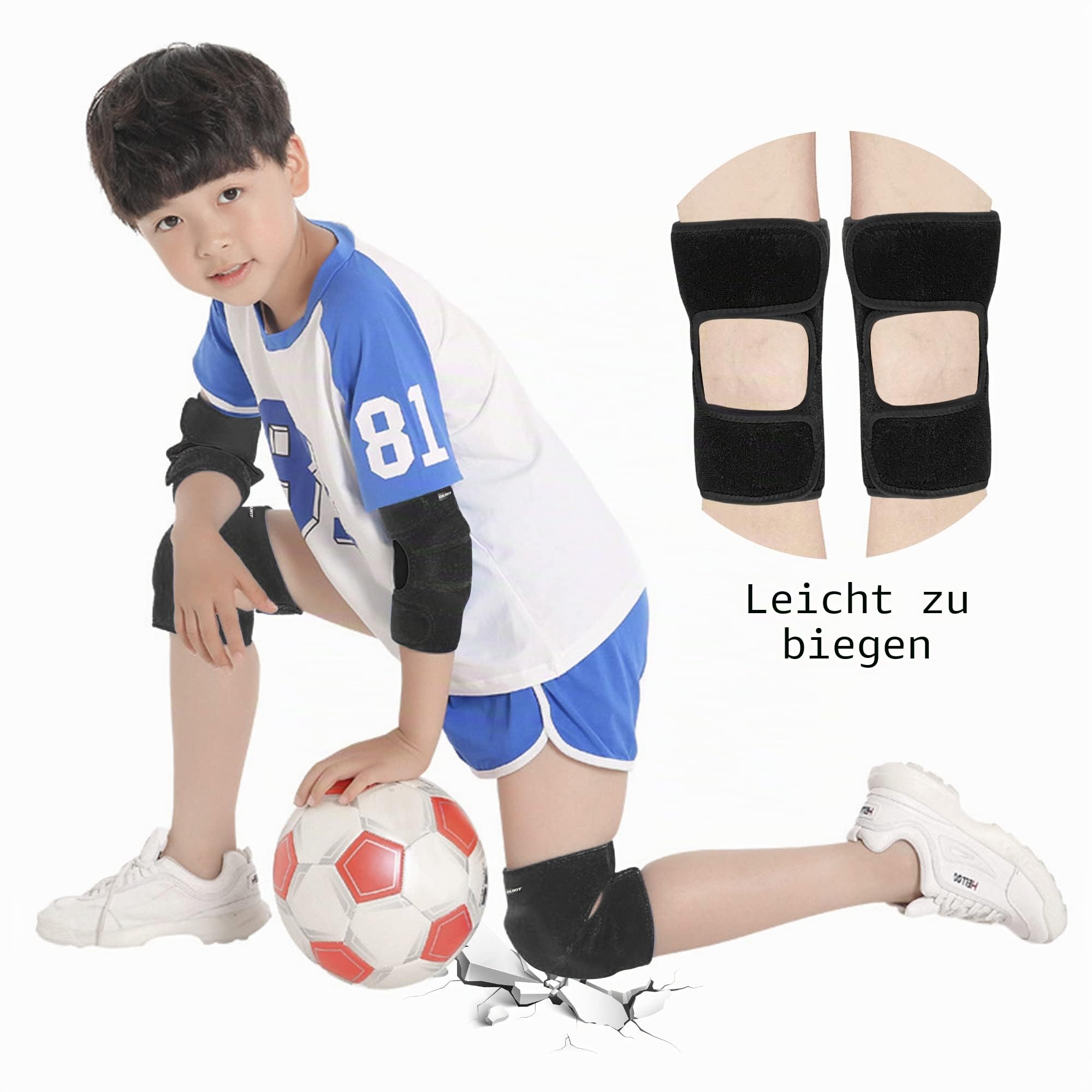 ONTYZZ Kinder Knieschützer Jungen Mädchen Einstellbar Weich Knieschoner mit Verdickten SBR Pad Guard Kniepolster für Downhill Radfahren Tanzen Volleyball Krabbeln Sport Kniebandagen