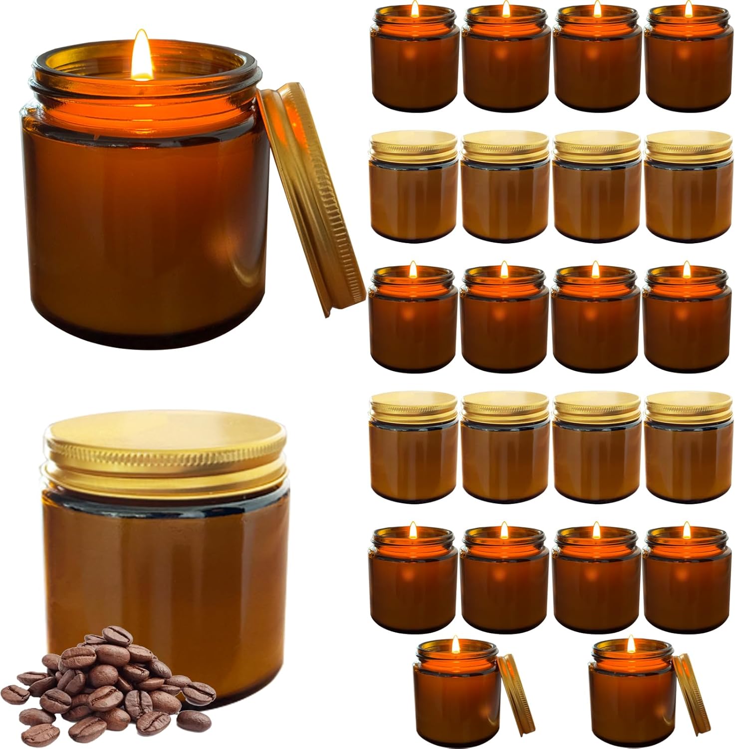 24 Pcs 4 Oz Mini Soy Candles,Coffee Scented Candles Set,Bulk Aromatherapy Candle,Great Stress Relieving Scented Candle for Girls as a Gift for Birthdays, Weddings and More!