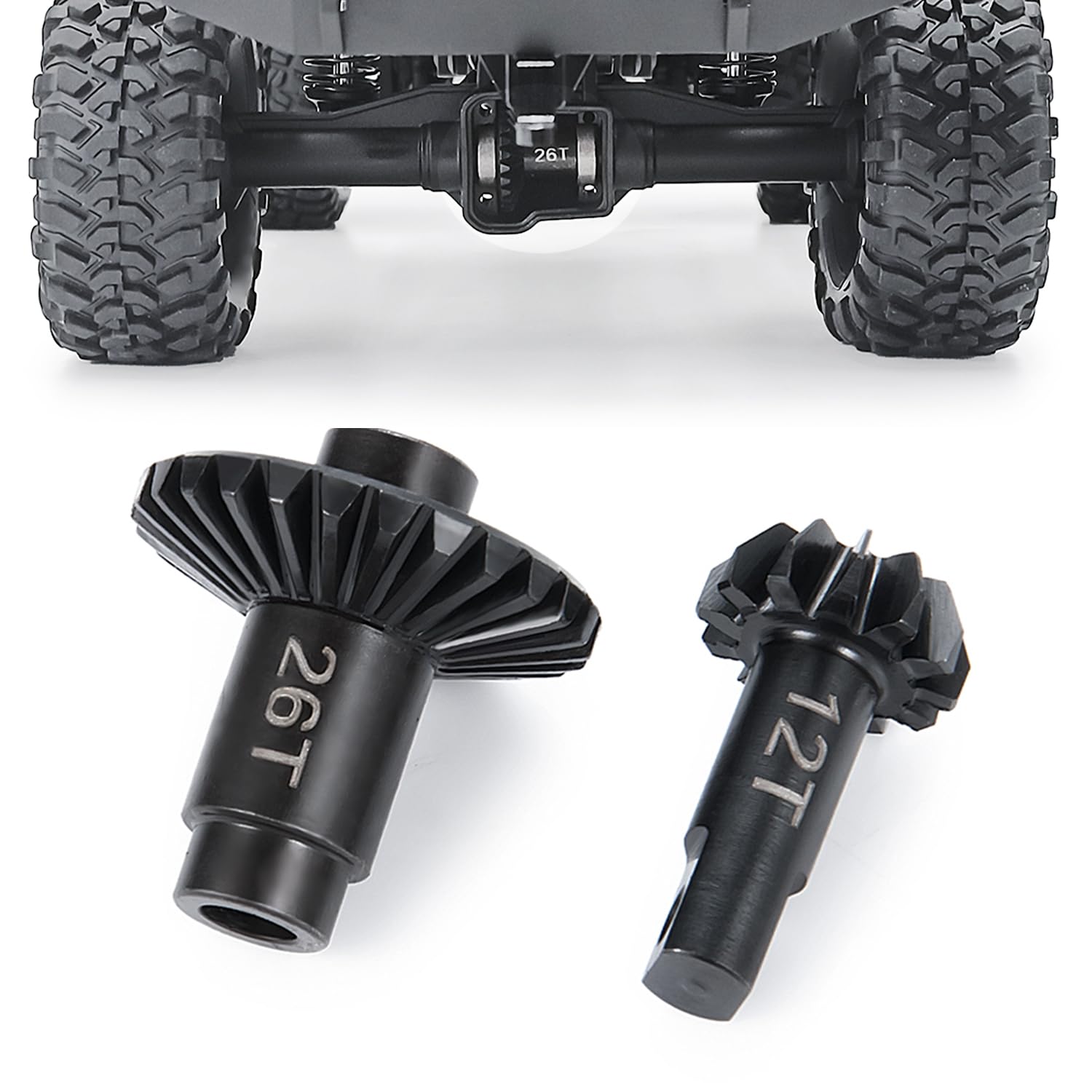 RC Metal Differential Ring and Pinion Gears Front or Rear Metal Axle Gears 26T+12T for TRX4M Upgrades 1/18 Scale RC Crawler Car Accessories