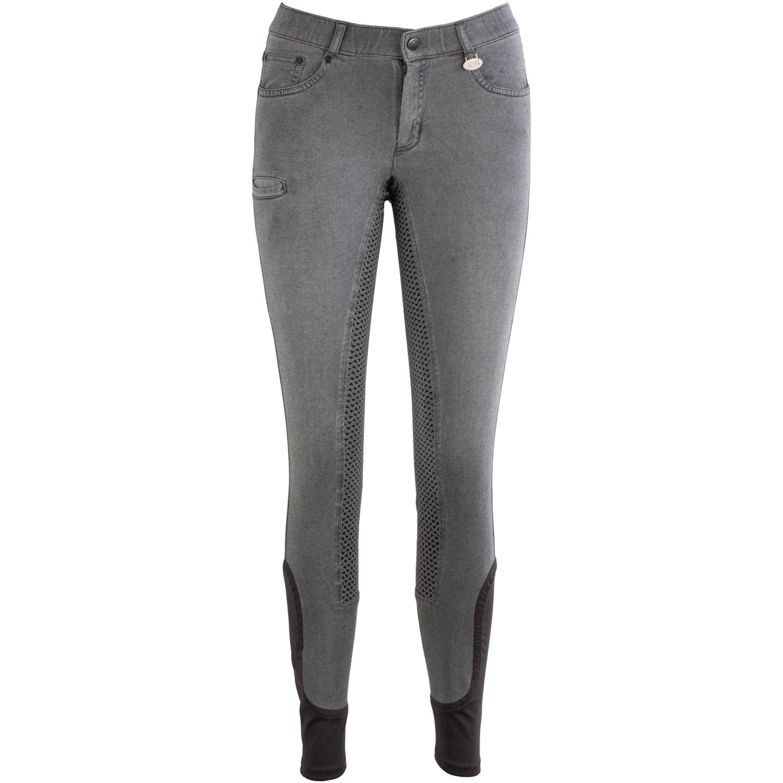 Lazura - Reithose für Damen Dora | Jeans Reithose mit Silikon-Vollbesatz | Vollbesatzreithose mit Handytasche & 4 Einschubtaschen | Reitleggings in 2 Farben | Reitbekleidung in Größe 36-46