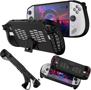 KZIOACSH Case for Lenovo Legion GO S, Full Protection Shock-Absorption Soft TPU Protective Case Protector Lightweight Anti-Scratch Gaming Console Rugged Skin Cover with Kicstand,Black