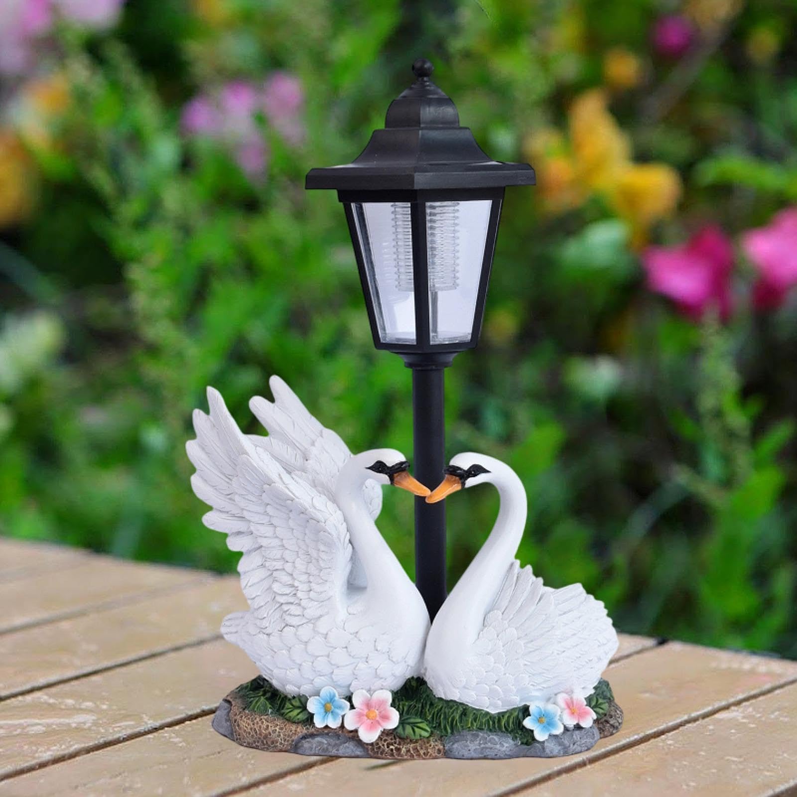 Estatua de Cisne para jardín con luz Solar para Exteriores, decoración Elegante, Regalo, lámpara de Paisaje, Adorno para Patio Exterior