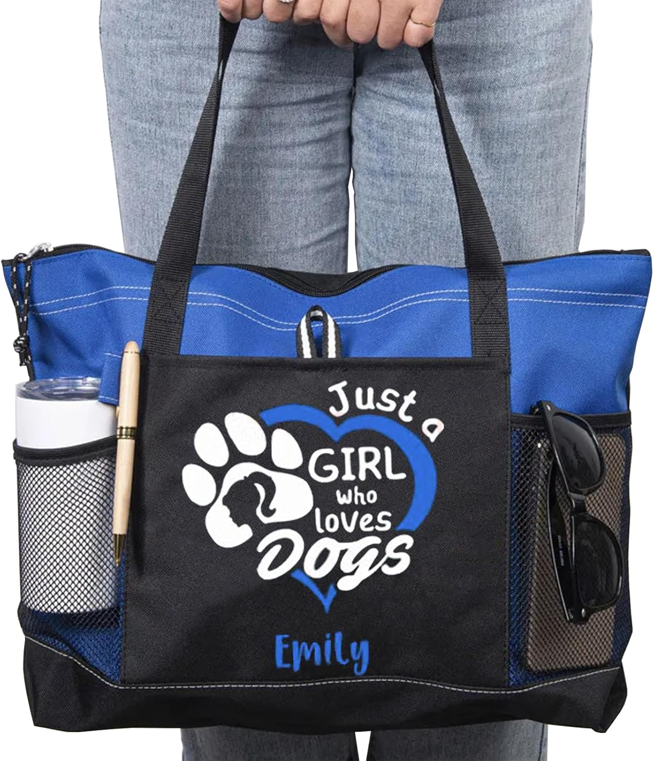 Just a Girl Who Loves Dogs, Personalized Lightweight Tote Bag - Perfect for Books, Beach, Travel & More, Dog Kit Bag