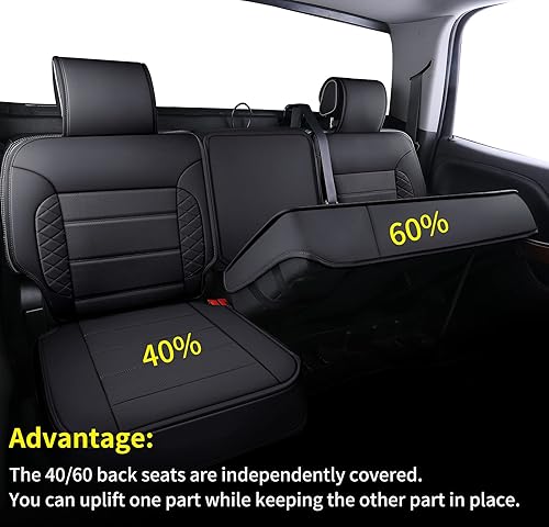 Vista 39 de LUCKYMAN CLUB D04-S2 Fundas de asiento de cuero sintético impermeable con funda de consola central (juego completo, negro y rojo)