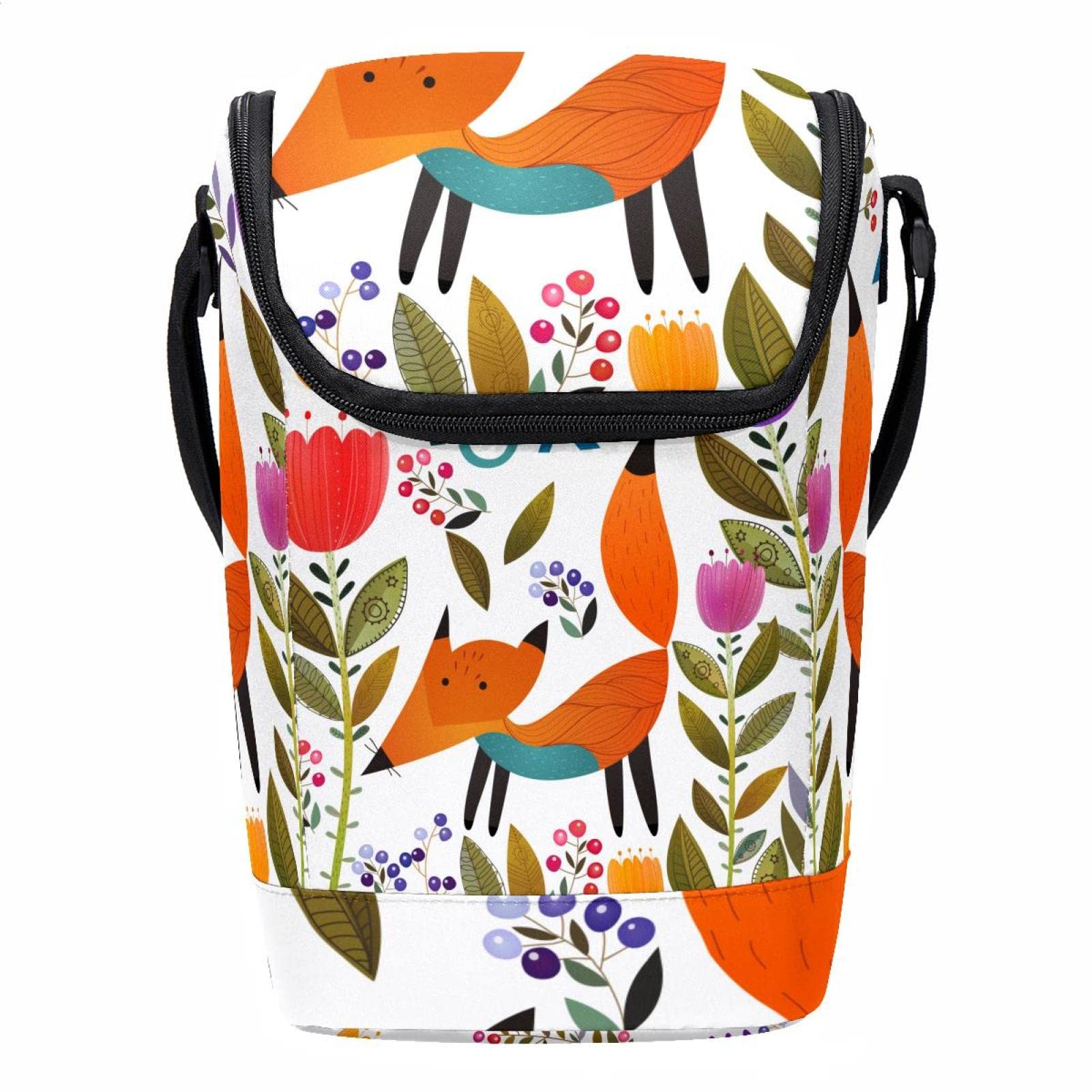 Bolsa de almuerzo reutilizable con estampado de zorro lonchera pequeña para trabajar