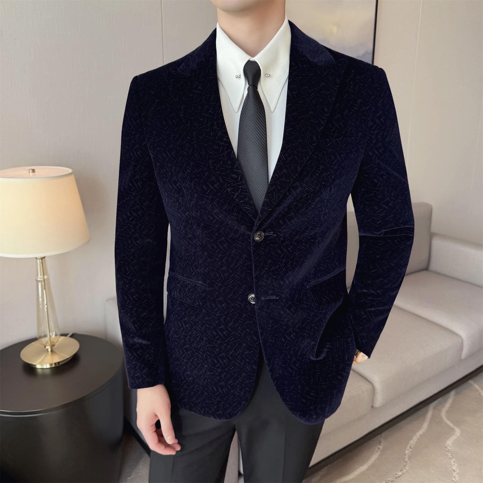 Giacche da uomo in velluto a coste giacca coreana moda due bottoni business casual blazer slim fit cappotto confortevole