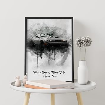 Mia Bellini Custom Car Portrait - Customized Car Photo Portrait with Personalized Text Name from Watercolor Painting Artistic Print Canvas