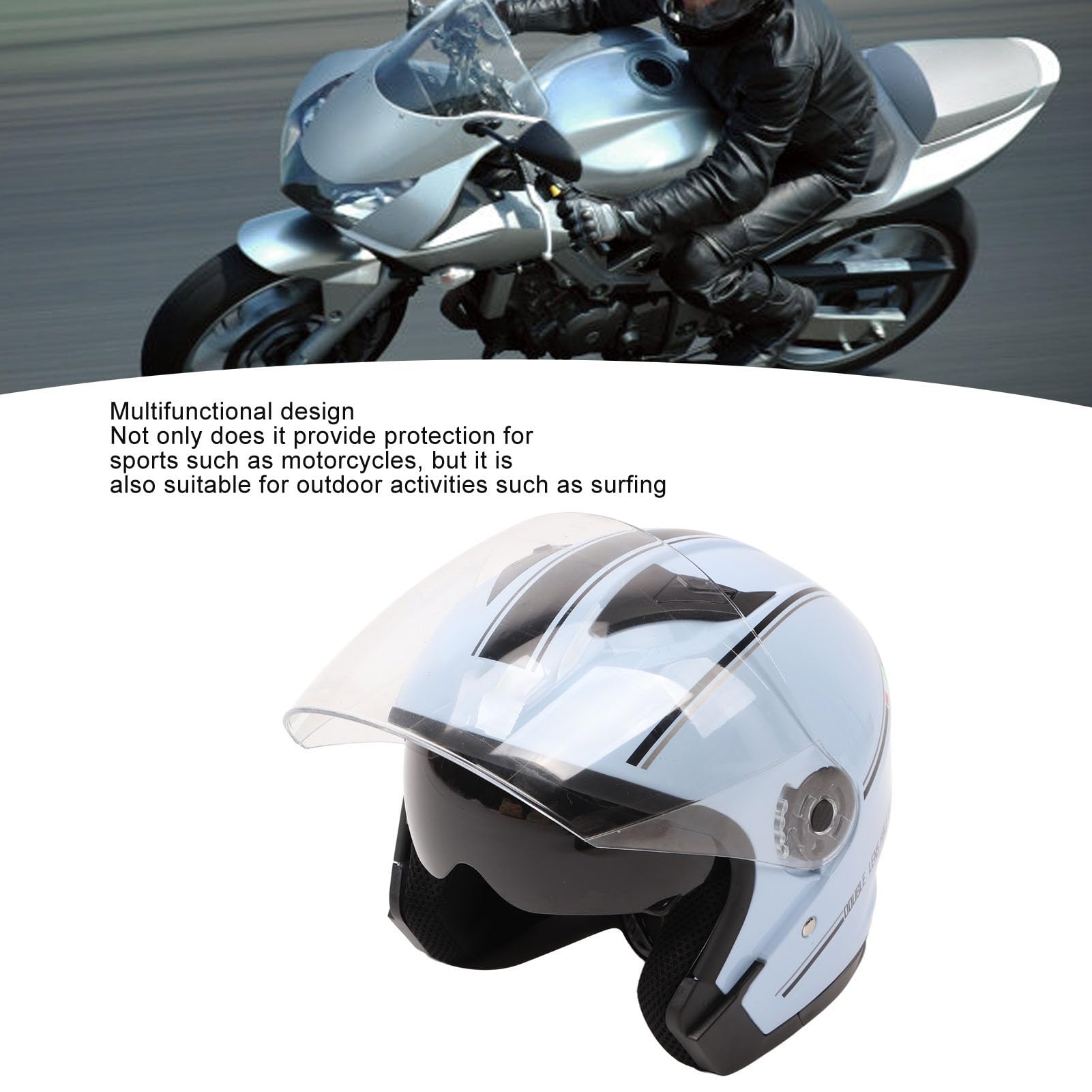 Halbgesichts-Motorradhelm, Kompakter, Leichter Motorradhelm Mit Offenem Gesicht Für Elektrofahrzeug-Motorräder, ABS-Helm