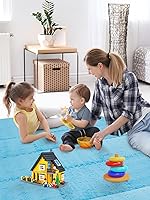 Vista 4 de 12 piezas de alfombrillas de espuma de felpa gruesa entrelazables para suelo, alfombrillas de espuma para suelo de bebé con bordes, baldosas