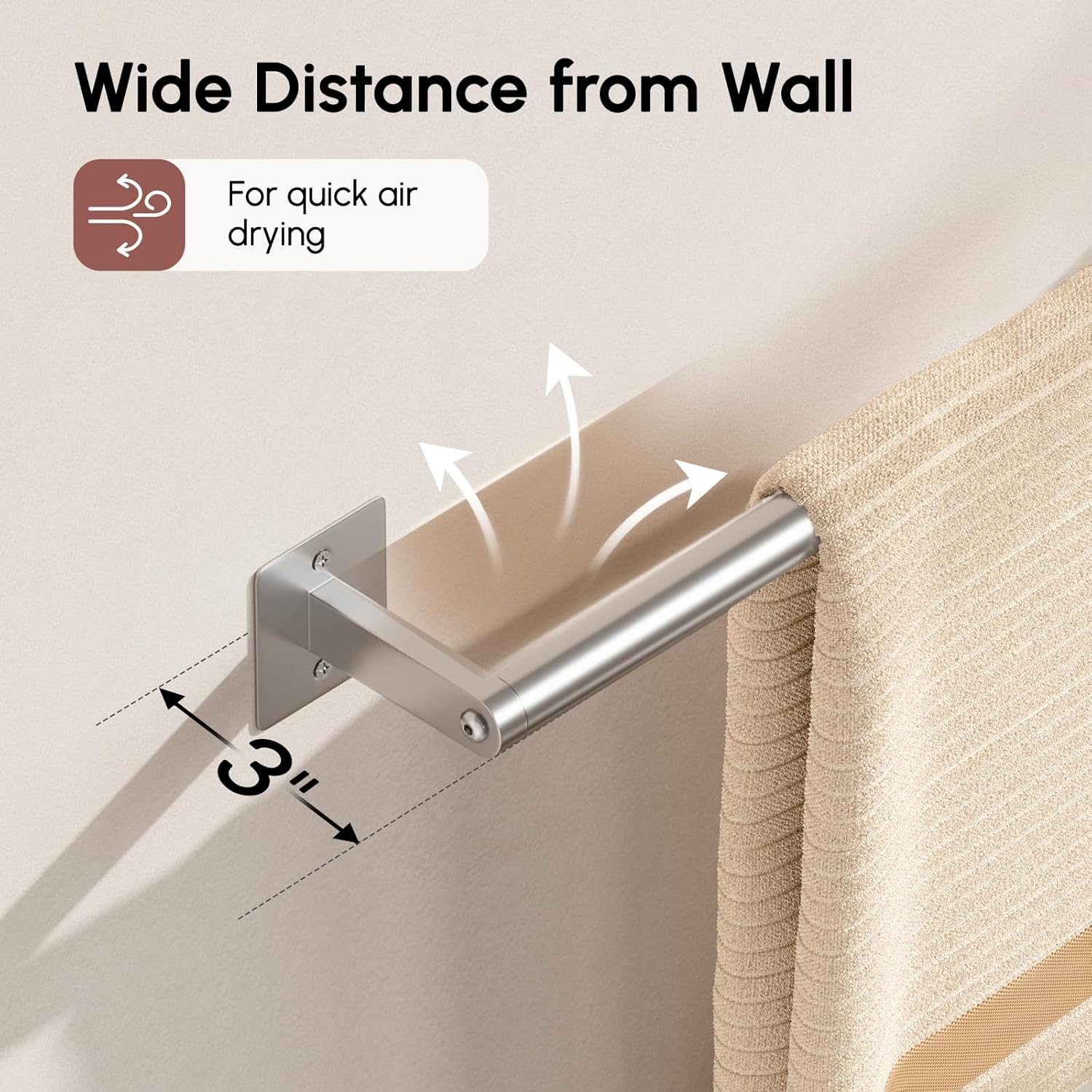 USHOWER Brushed Nickel Towel Bar, 18 Inch Towel Racks for Bathroom Wall Mounted, Heavy Duty Stainless Steel Towel Holder, Easy Installation (Total Length 20 Inch) (Pack of 2)