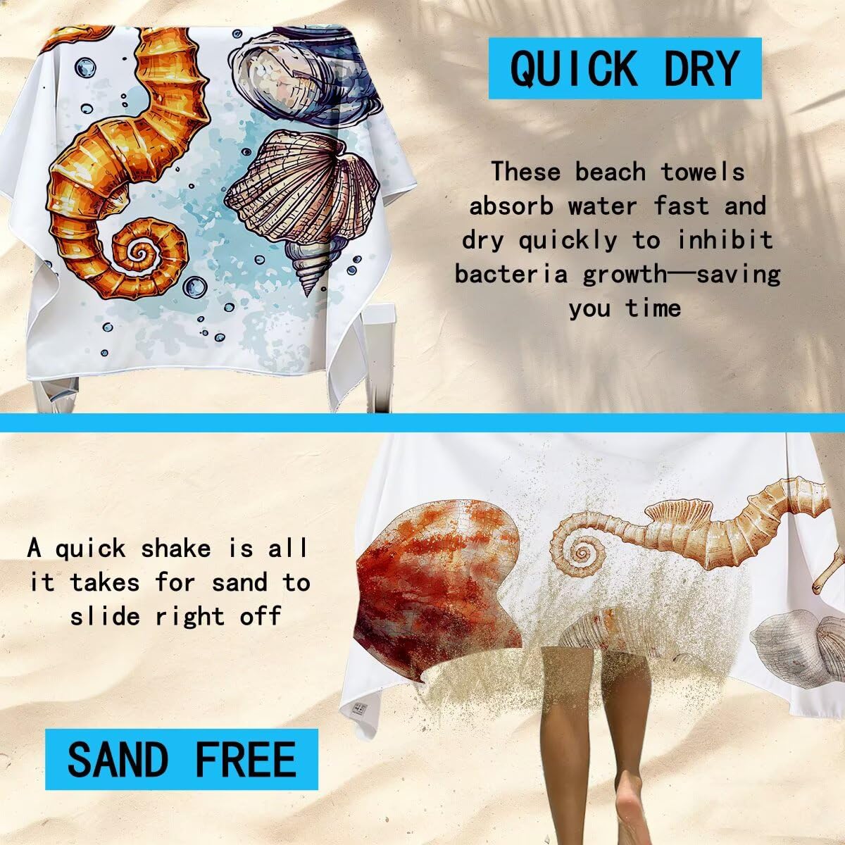 Strandtuch Mikrofaser Handtücher Groß 90x200cm 2er Set, Schnelltrocknend Saunahandtuch Fitness Handtuch Einfach, Saugfähig Badetuch Sporthandtuch, Sandfrei Strandtuch XXL, Geschenke für Frauen -4416