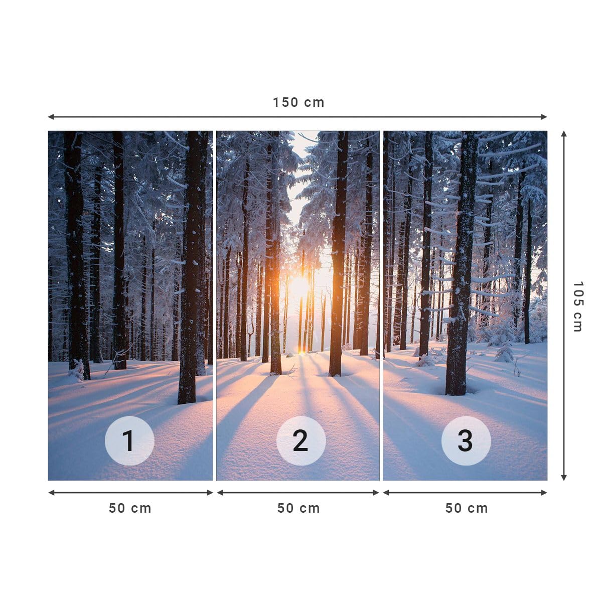 Carta da Parati Vinile in TNT 150x105 cm Paesaggi Foresta - 3629 - WF3 | Inverno Nevicare Premium Canvas Fotomurale Moderno Decorazione da Parete Murale da Parete Per Soggiorno ARTTOR