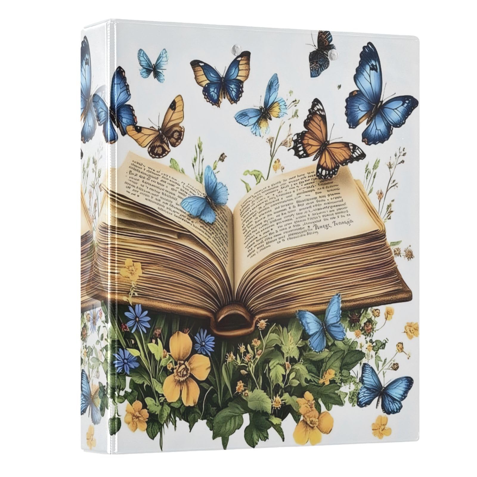 3 Ring Binder Butterfly Book 1.5 inch Binders Three Ring Binders with Clipboard Fit 8.5'' x 11'' Paper 3 Interior PVC Clear Pockets for Office Supplies