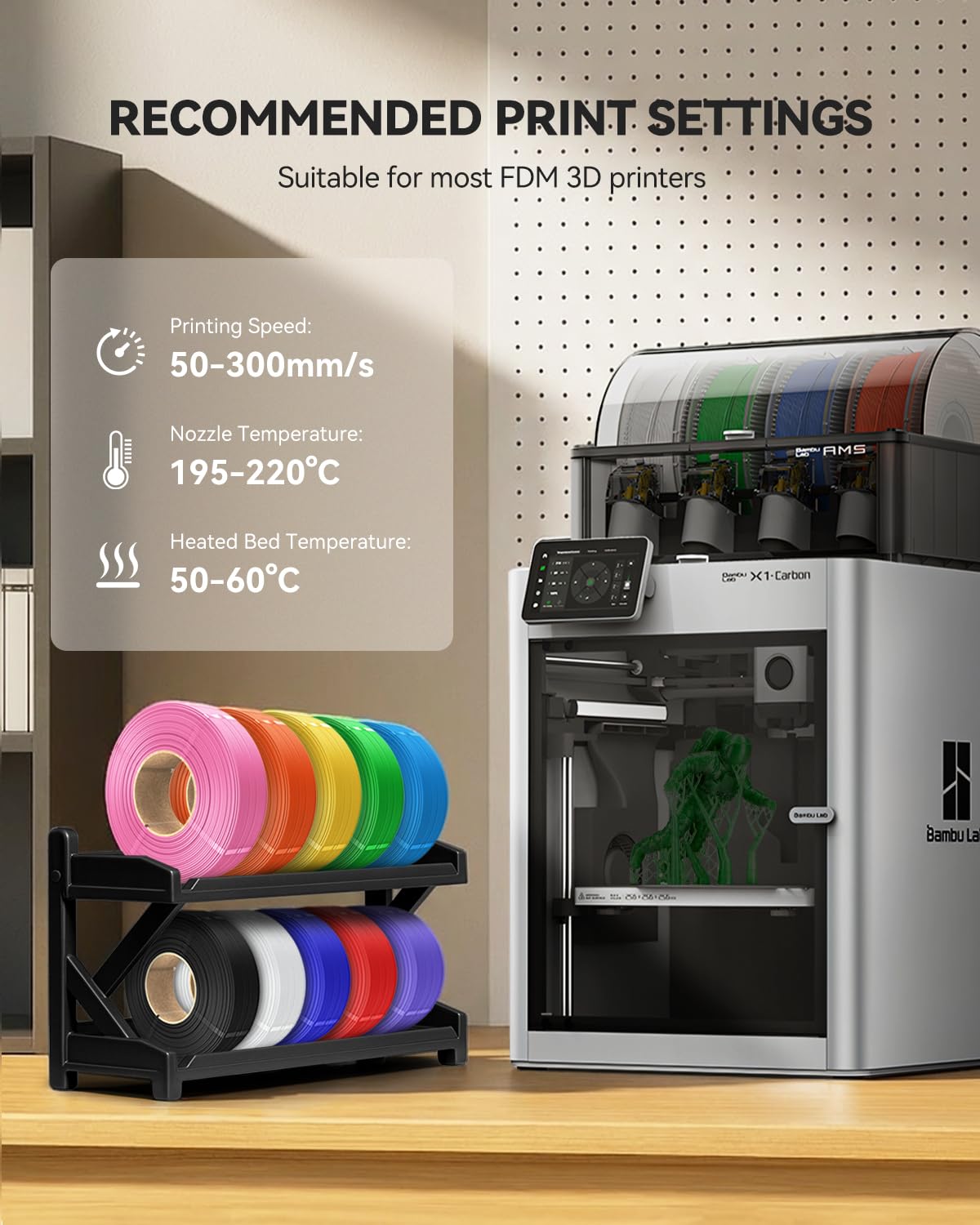 SUNLU 4 KG PLA+2.0 Refill Filament Pakiet, bezszpulowy Wytrzymalszy PLA Plus Filament, 1 kg/rolka, Czarny+Biały+Szary+Dębowy