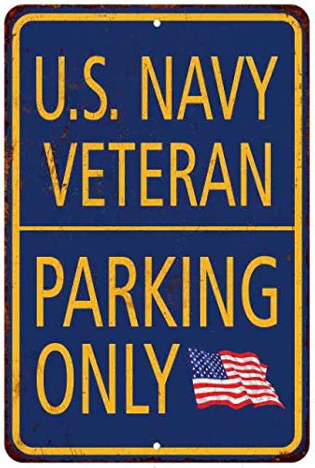 U.S. Navy Parking Only Sign Military Signs Vintage Décor Plaque Wall Art Rustic Tin Patriotic Gift 8 x 12 High Gloss Metal 208120062005