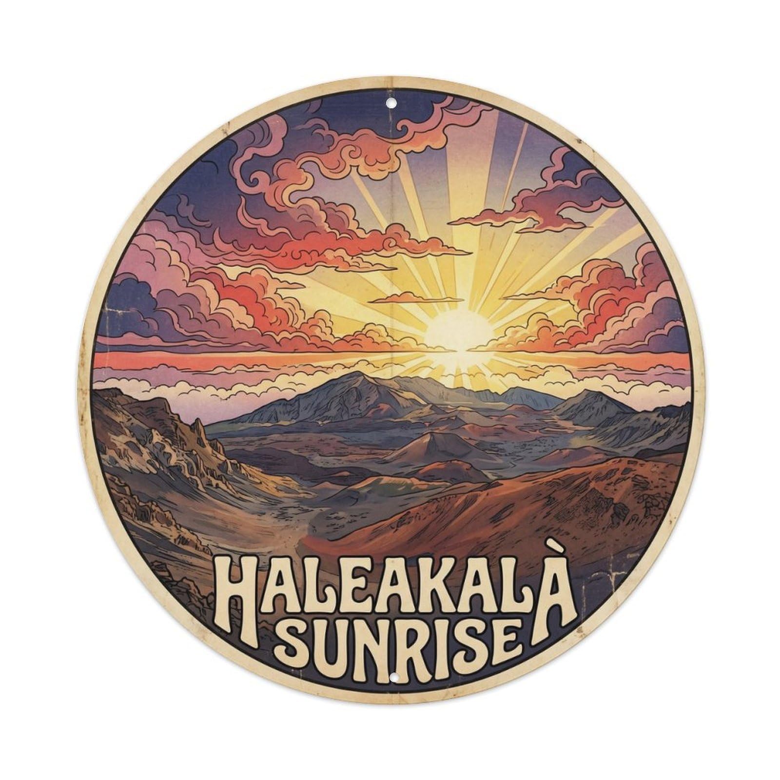 Hawaii Sunrise Haleakala Volcanic Island Sky Metal Tin Sign