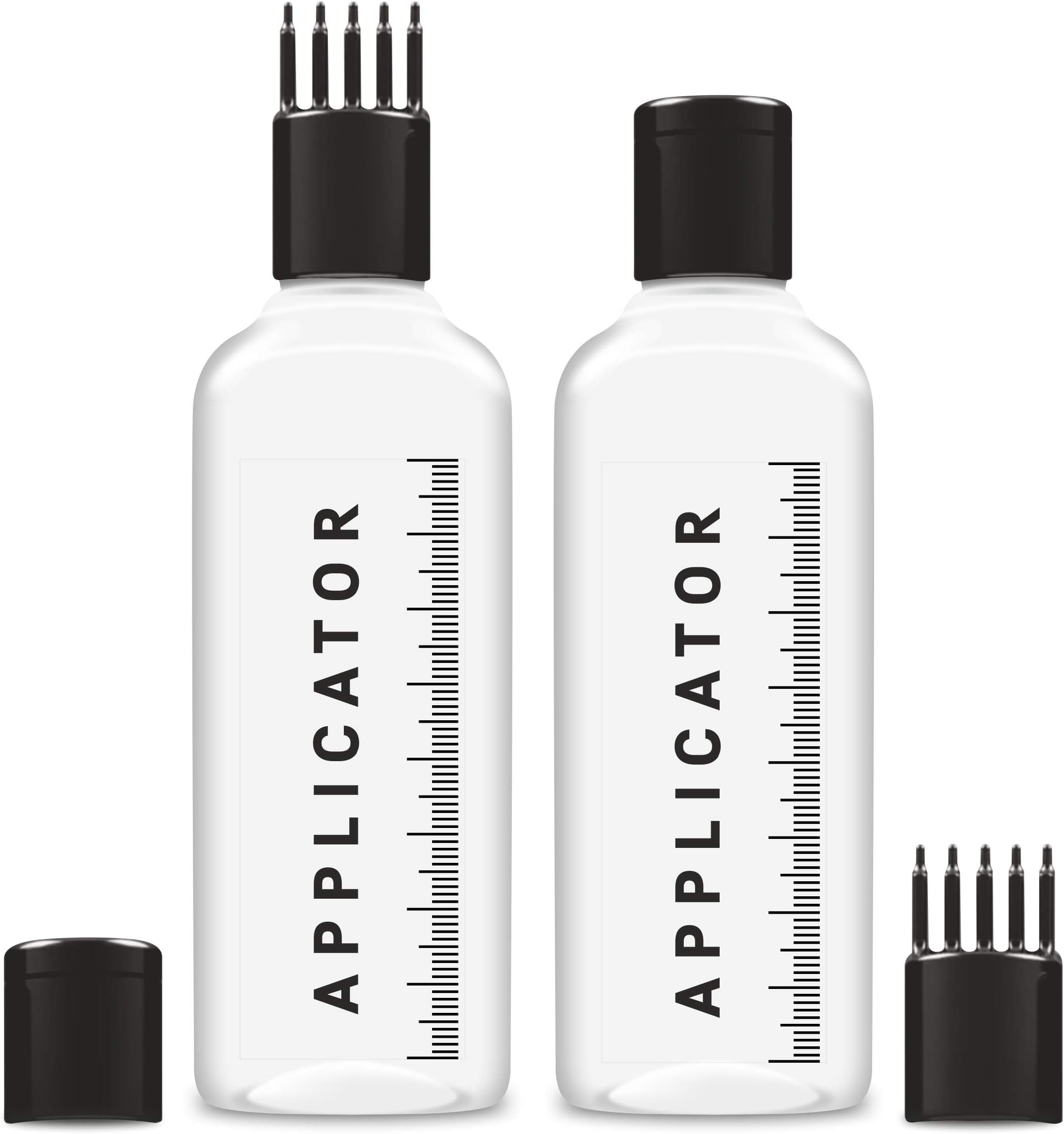 Hair Root Applicator Bottle with Comb Cap for Applying Hair Oil, Shampoo and Medicine, Clear, Pack of 2