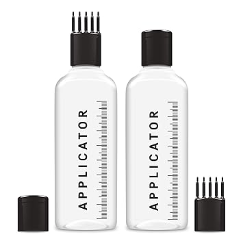 Chariot New York Hair Root Applicator Bottle with Comb Cap for Applying Hair Oil, Shampoo and Medicine (Pack of 2)