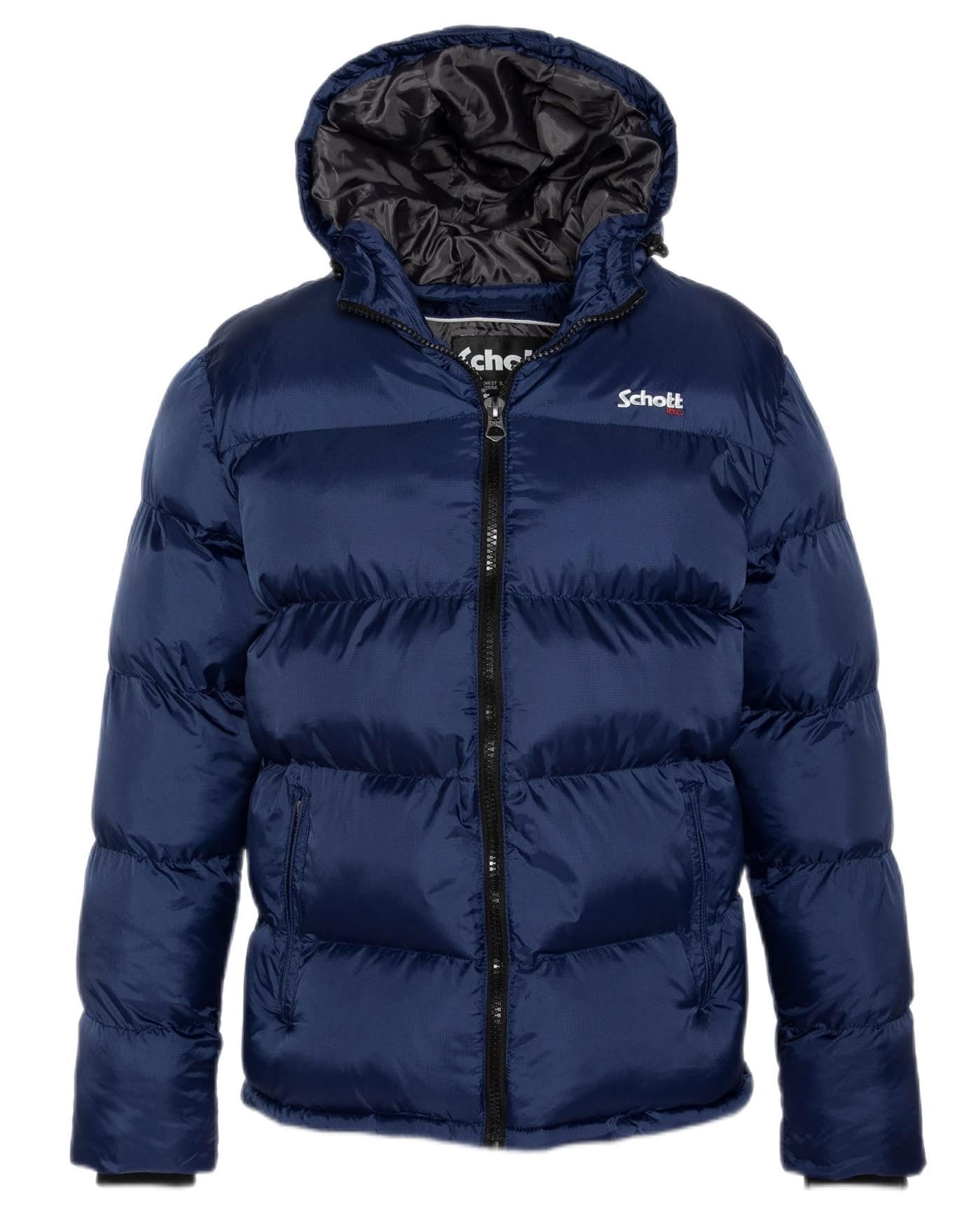 Schott Nyc Unisex Royal Blue Idaho2 Zippe Down Jacket With Hood Schott, Xl For Adults