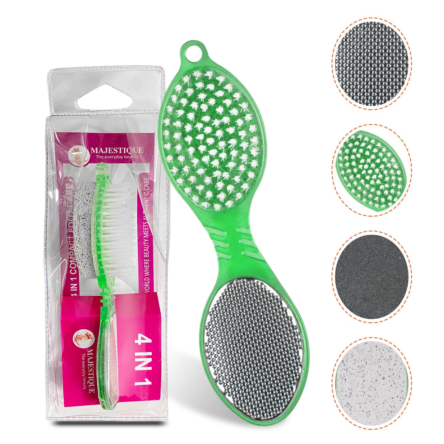 Majestique 4 in 1 Function Hard Skin Remover for Leg Scrubber | Foot Brush for Dead Skin Cleaning Pumice Stone for Feet | Foot Stone Pedicure Tools for Women and Men (B081T47DJP) Amazon Price History, Amazon Price Tracker