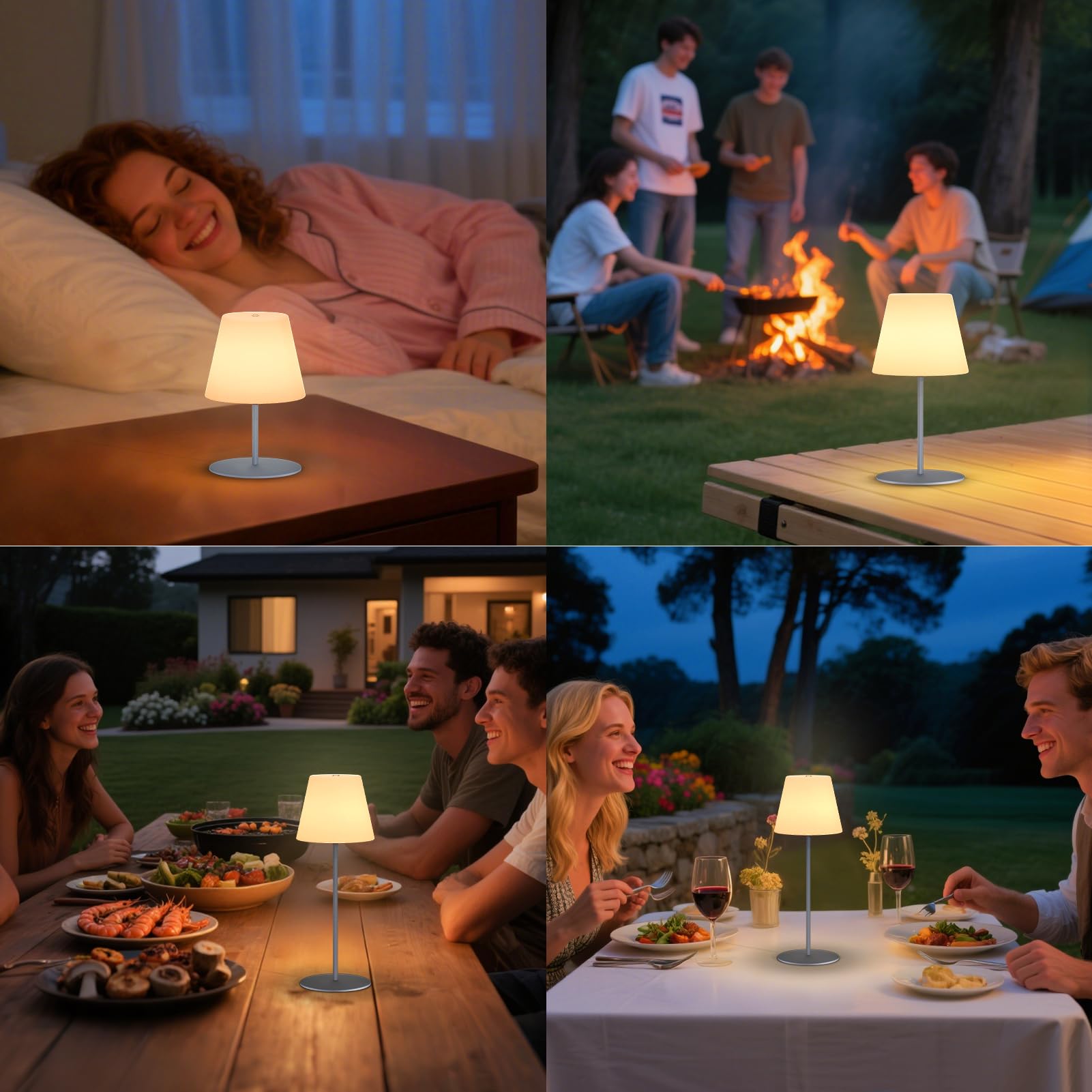 Juego de 2 lámparas LED de mesa inalámbricas, pequeñas, regulables, 8 colores, USB-C, recargables, para salón, balcón, patio, terraza