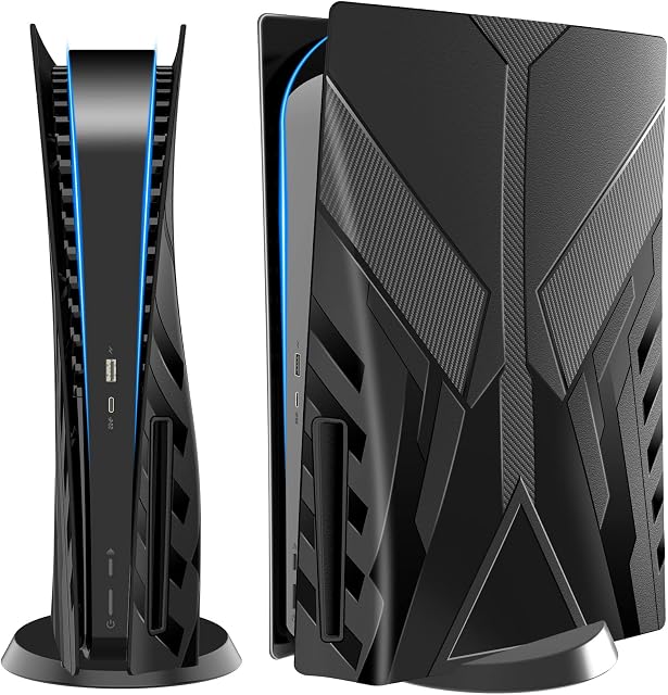 HEYSTOP PS5 Faceplate Cover Case Skin for PS5 Console, PS5 Black Side Plates Shell for Playstation 5, Replacement Plate for PS5 Accessories