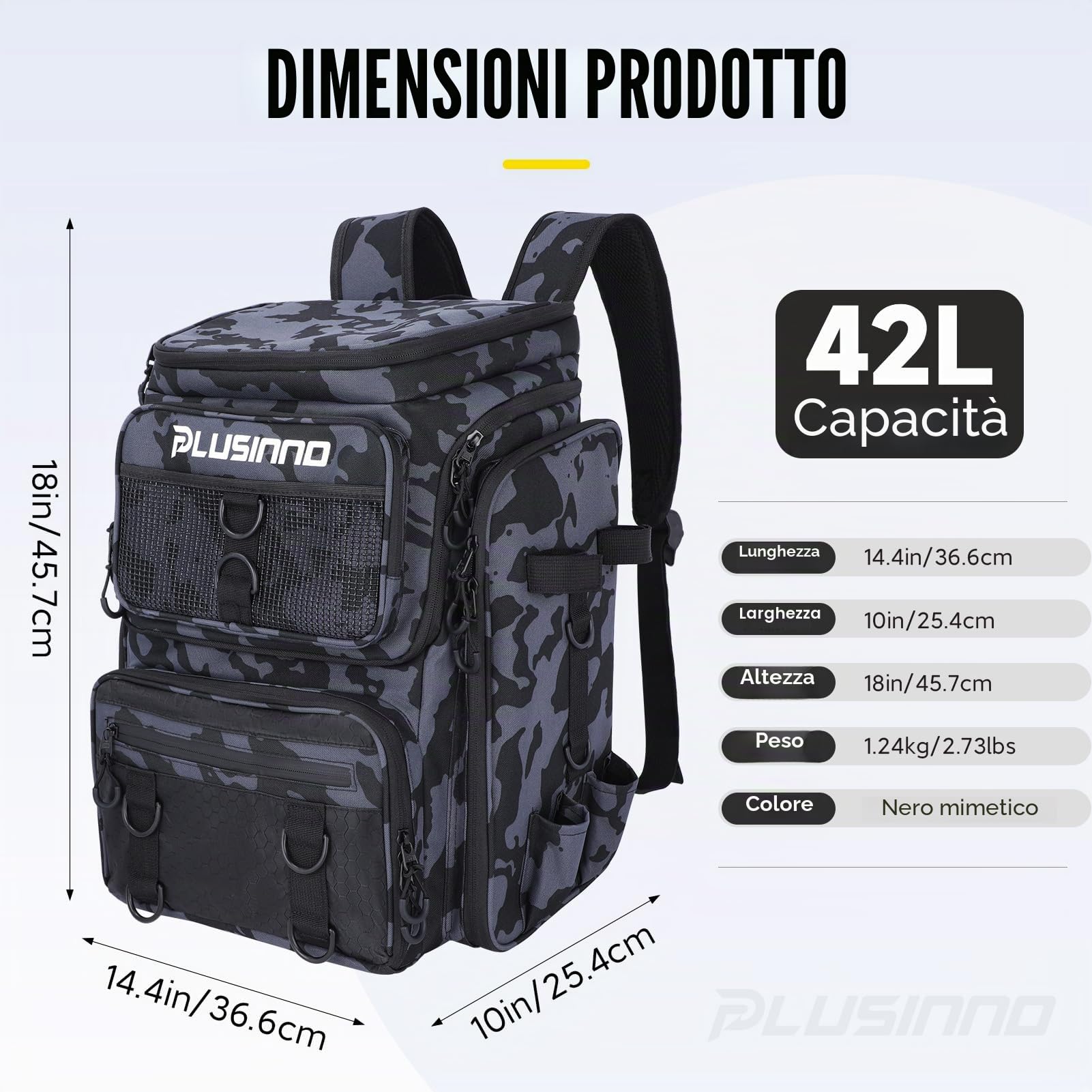 PLUSINNO Fishing Backpack With Tackle Boxes zaino da pesca con scatole per attrezzatura Unisex - Adulto